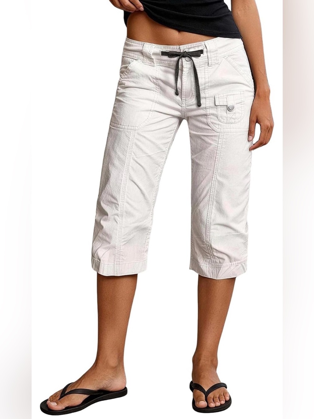 Flamingals Capri Pants for Women Mid Rise Cargo Capris Pants S PS12-8